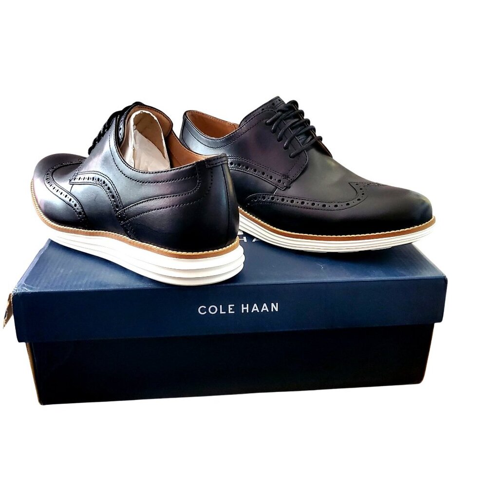 Cole Haan Men's 10 Original Grand SHWNG Remastered Wingtip Oxfords Shoes Black - Picture 10 of 12